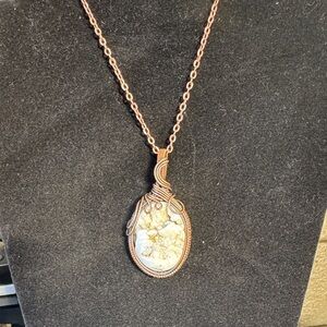 Handcrafted SnowAgate Pendant Necklace in Copper
